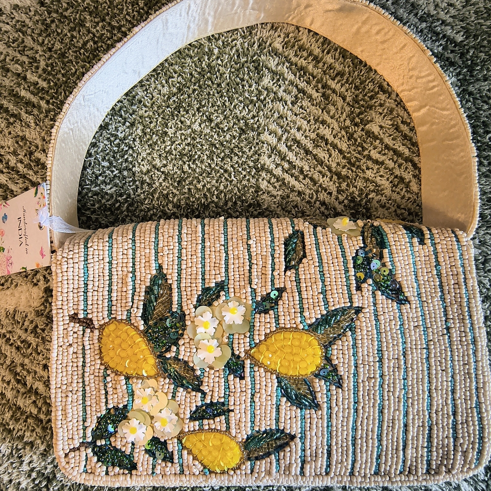 Beaded Lemon Pattern Shoulder Bag - image 3